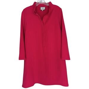Tuckernuck Fuchsia Pink Avery Terry Shirt Dress Mini Button Stand Collar XS NWT